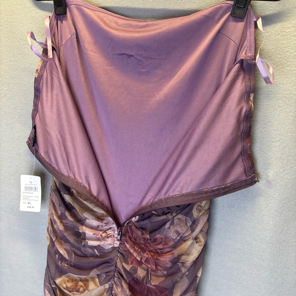 Windsor Strapless Dress with Floral Pattern in Purple and Pink - Picture 8 of 10
